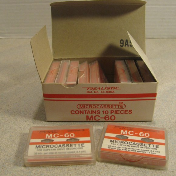 Vintage Realistic Brand / Radio Shack  Micro Cassette Tapes MC-60 10 pc Box - Picture 2 of 3